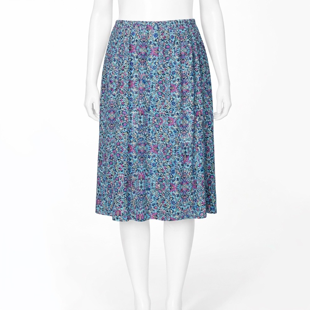 Canyon Retreat Skirt‎ Womens XLP Blue Multi Tiered Mesh Elastic Waist Petite